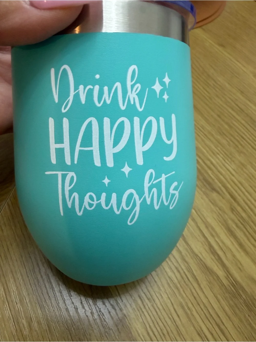 Turquoise 'Drink Happy Thoughts' Insulated Tumbler